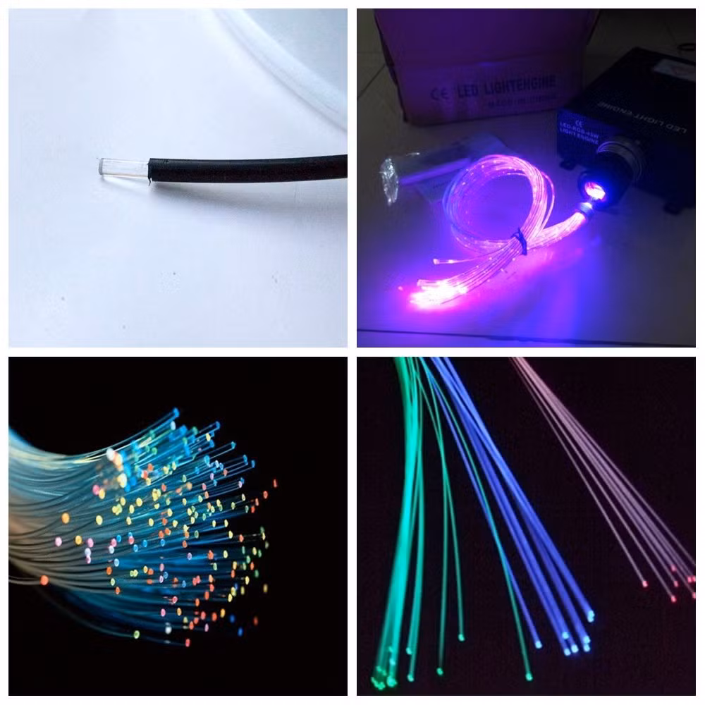 أسلاك الألياف البصرية متوهجة بألوان مختلفة