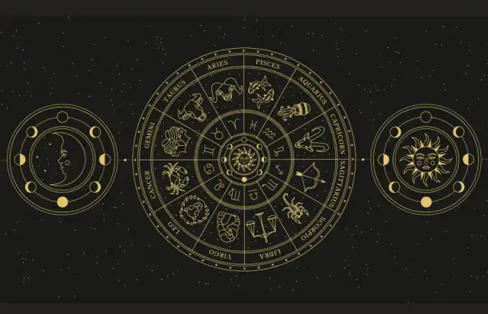 رسم معلوماتي يوضح الأبراج والكواكب، وهي أساسيات فهم الخريطة الفلكية