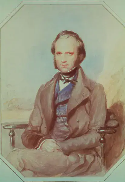 لوحة تاريخية تصور تشارلز داروين وهو شاب