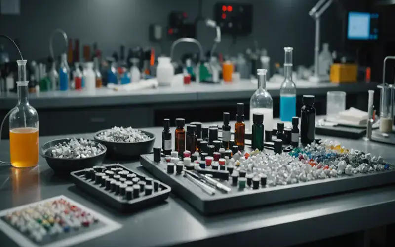مختبر كيمياء حديث مع أجهزة تحليل متطورة