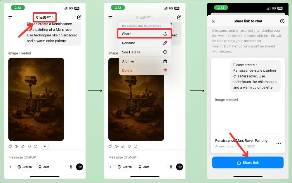 واجهة تطبيق ChatGPT تظهر مربع حوار ومحادثة