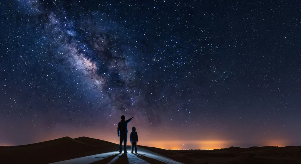 سماء ليلية توضح الفرق بين النجم الذي يومض والكوكب ذي الضوء الثابت