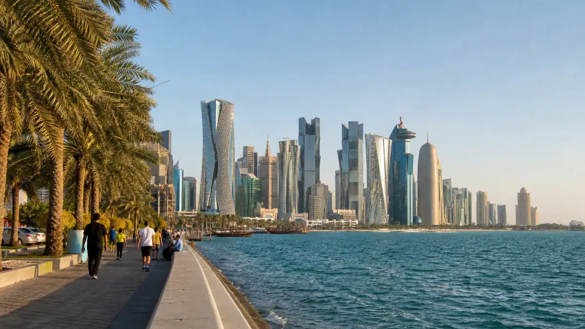 كورنيش الدوحة في لقطة حديثة تطل على أبراج الخليج الغربي