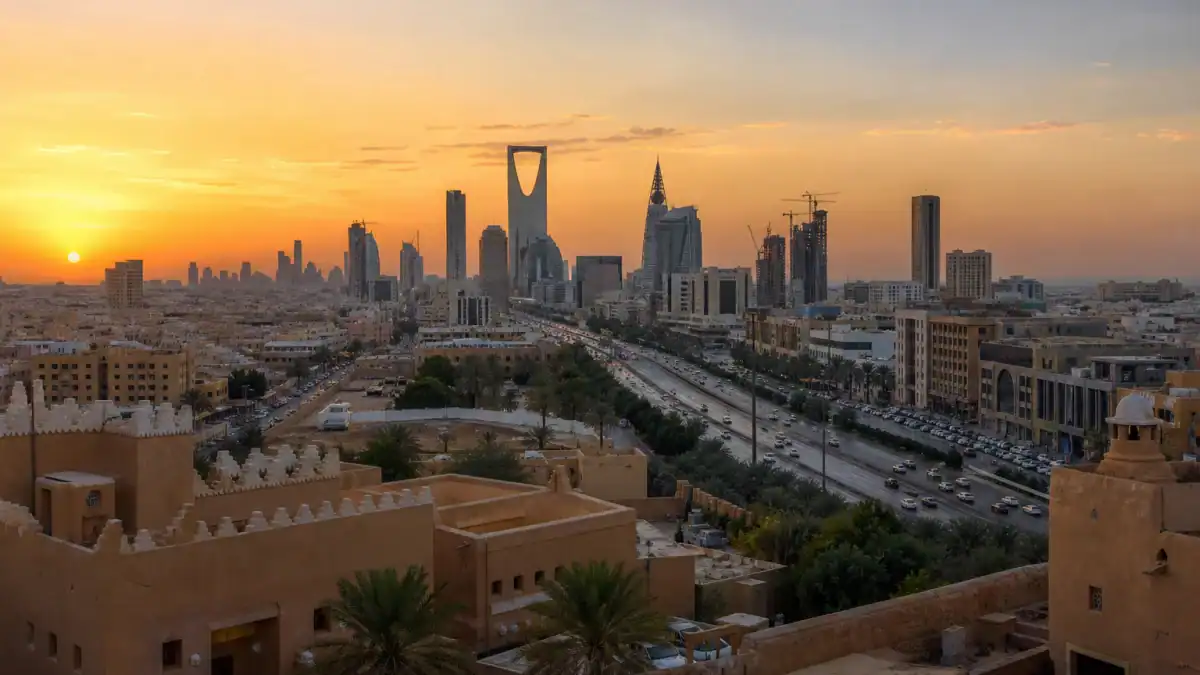 مشهد حديث لوسط الرياض يوضح امتداد المدينة وتطور عمرانها